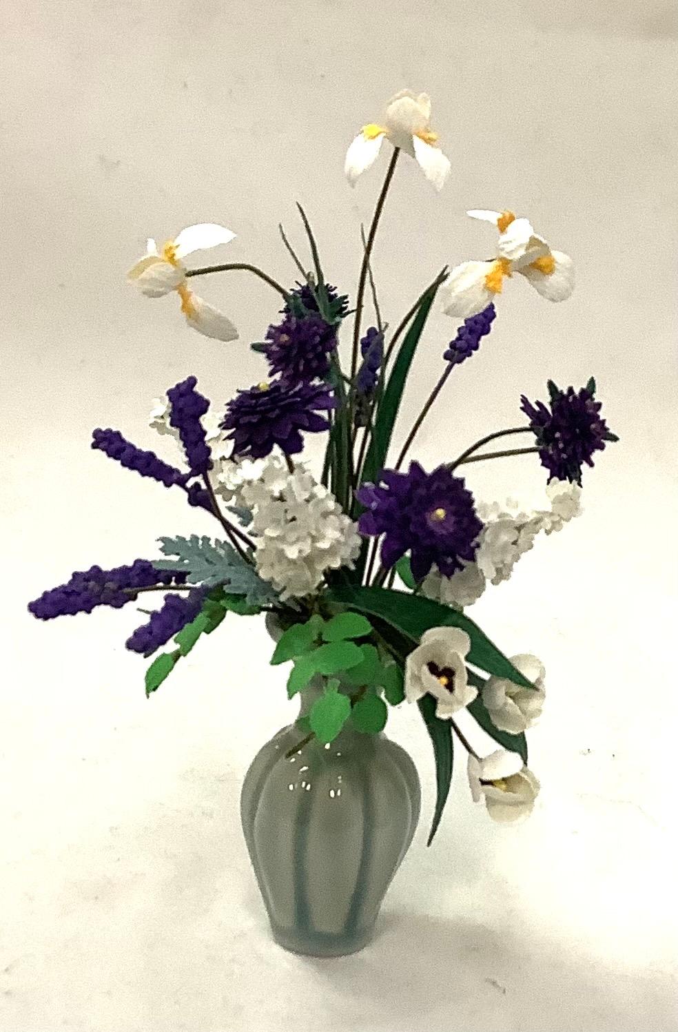 Iris and Lilac Arrangement in Vince Stapleton Pot